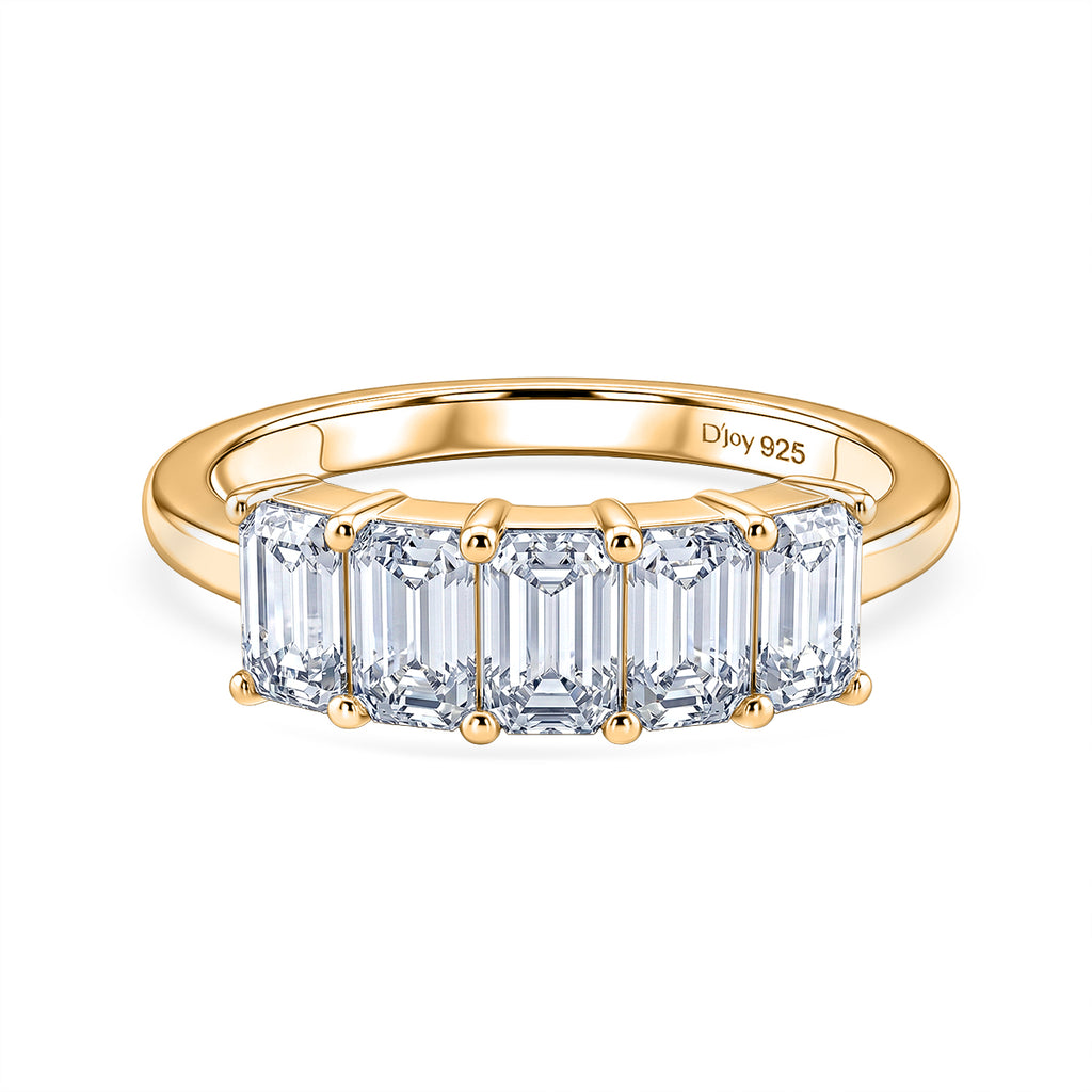 D'Joy - Moissanite 5 Stone Ring in Yellow Gold Plated Sterling Silver  1.37 Ct._8547776