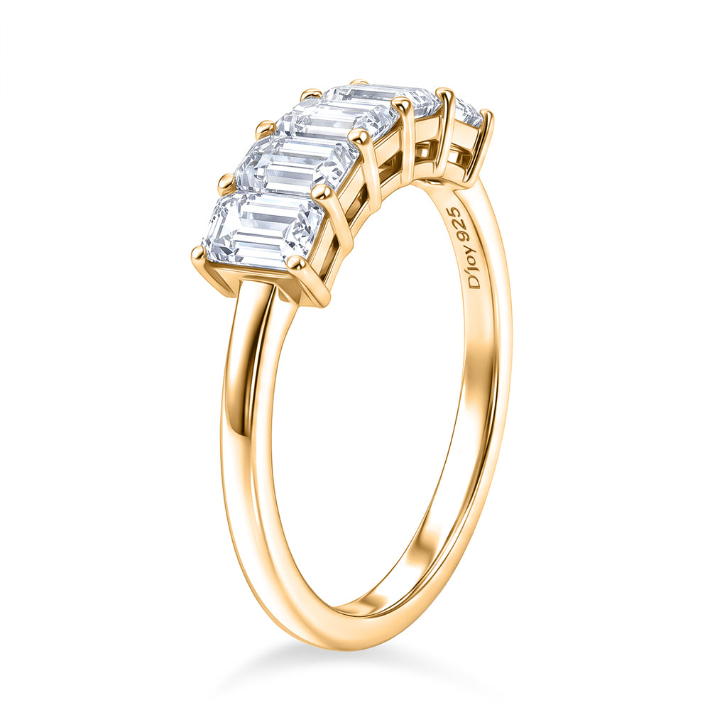 D'Joy - Moissanite 5 Stone Ring in Yellow Gold Plated Sterling Silver  1.37 Ct._8547776_3
