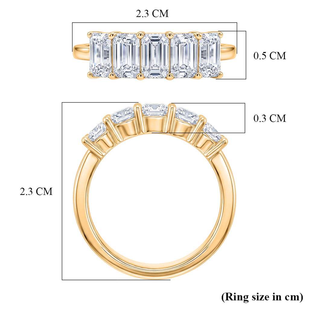 D'Joy - Moissanite 5 Stone Ring in Yellow Gold Plated Sterling Silver  1.37 Ct._8547776_5