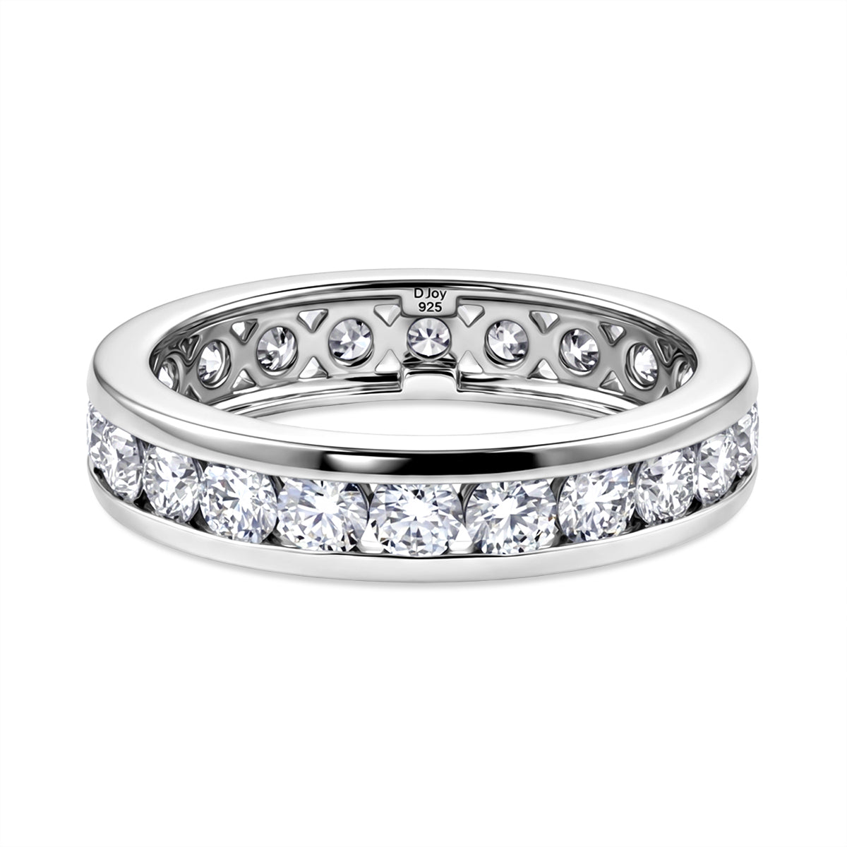 D'Joy - Moissanite Full Eternity Band Ring in Platinum Overlay Sterling Silver 2.10 Ct. 8547780 0