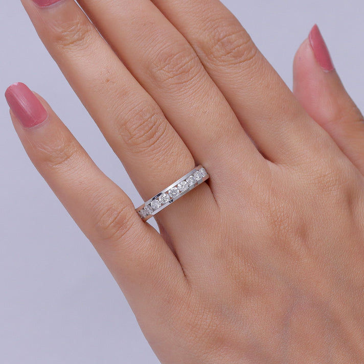 D'Joy - Moissanite Full Eternity Band Ring in Platinum Overlay Sterling Silver 2.10 Ct. 8547780 2