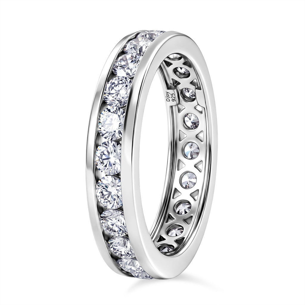 D'Joy - Moissanite Full Eternity Band Ring in Platinum Overlay Sterling Silver 2.10 Ct._8547780_3