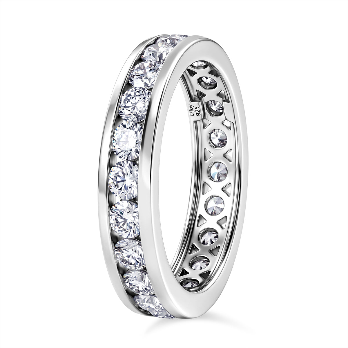 D'Joy - Moissanite Full Eternity Band Ring in Platinum Overlay Sterling Silver 2.10 Ct. 8547780 4