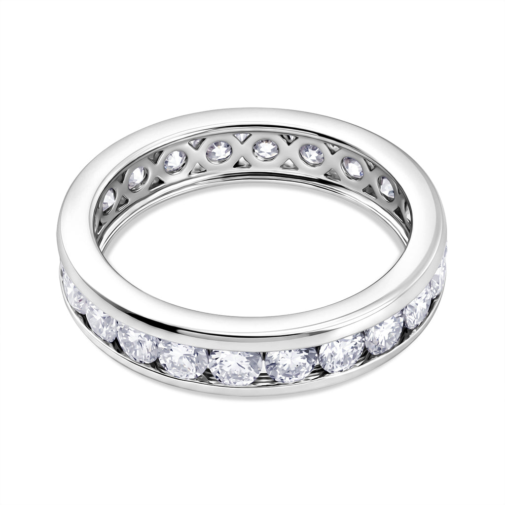 D'Joy - Moissanite Full Eternity Band Ring in Platinum Overlay Sterling Silver 2.10 Ct._8547780_4