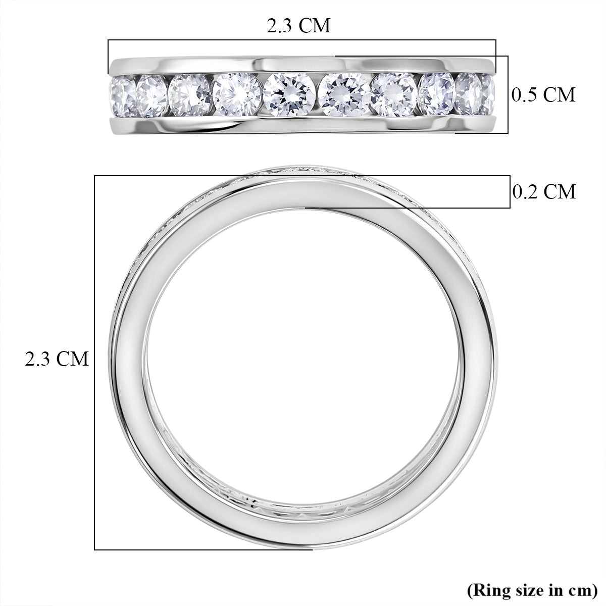 D'Joy - Moissanite Full Eternity Band Ring in Platinum Overlay Sterling Silver 2.10 Ct. 8547780 6