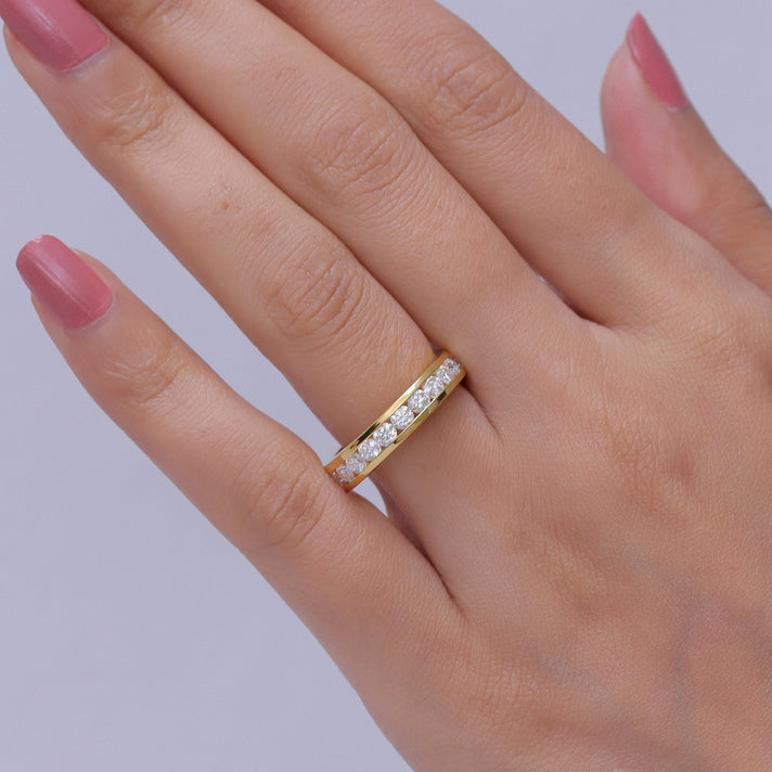D'Joy - Moissanite Full Eternity Band Ring in Yellow Gold Plated Sterling Silver 2.10 Ct. 8547782 2