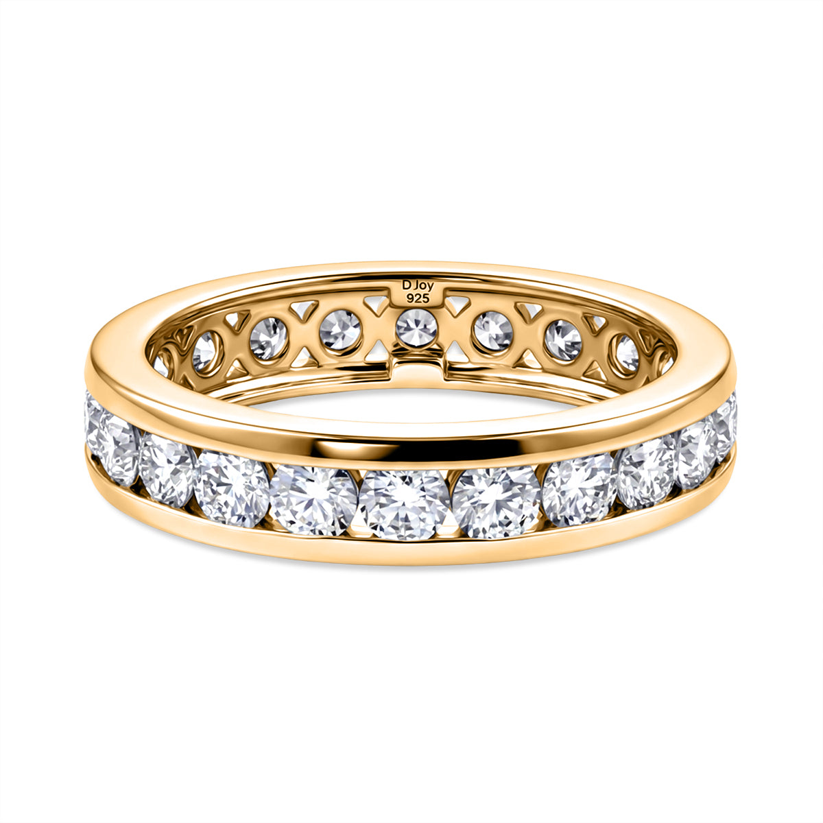 D'Joy - Moissanite Full Eternity Band Ring in Yellow Gold Plated Sterling Silver 2.10 Ct. V32662119 0