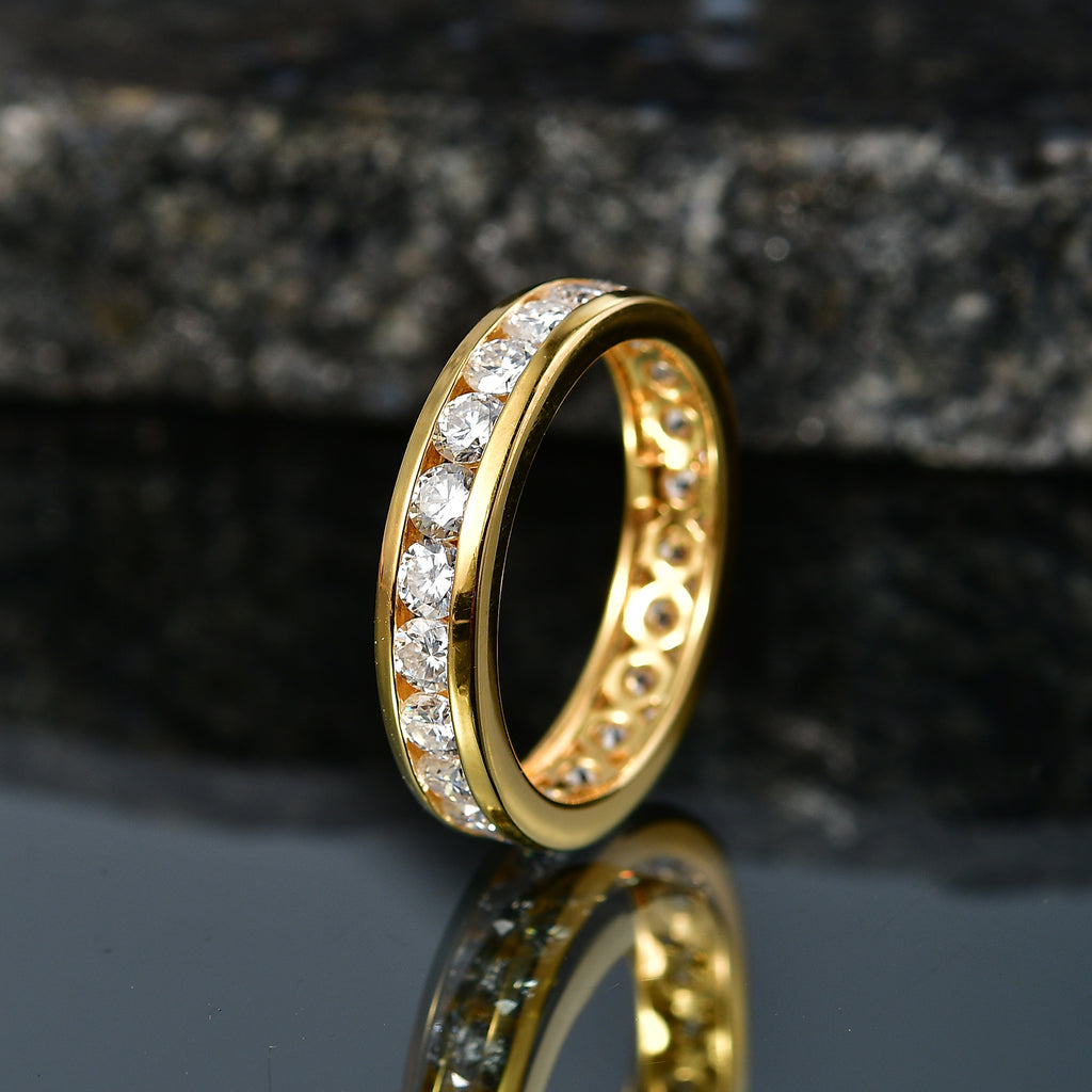 D'Joy - Moissanite Full Eternity Band Ring in Yellow Gold Plated Sterling Silver 2.10 Ct._8547783_2