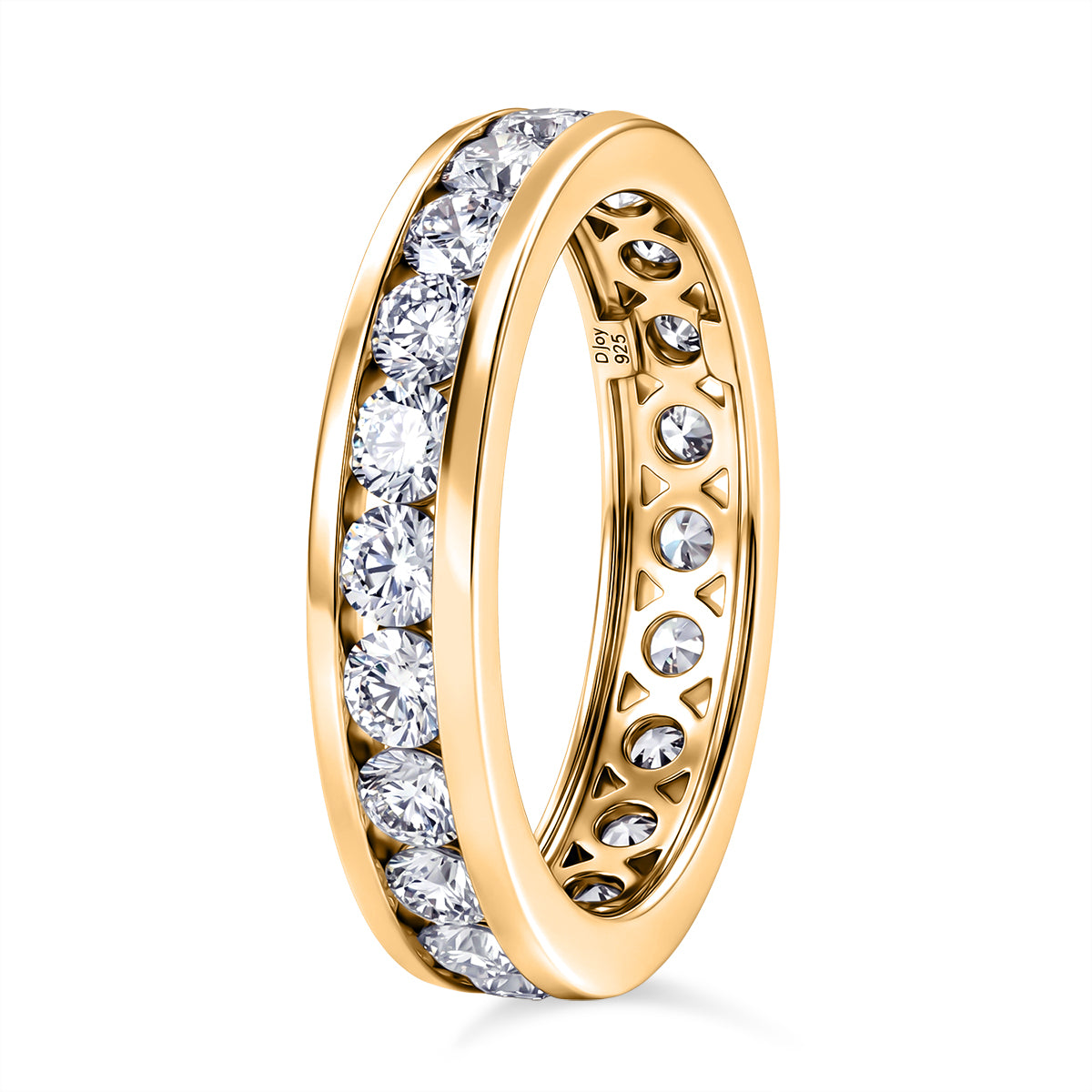 D'Joy - Moissanite Full Eternity Band Ring in Yellow Gold Plated Sterling Silver 2.10 Ct. V32662119 4