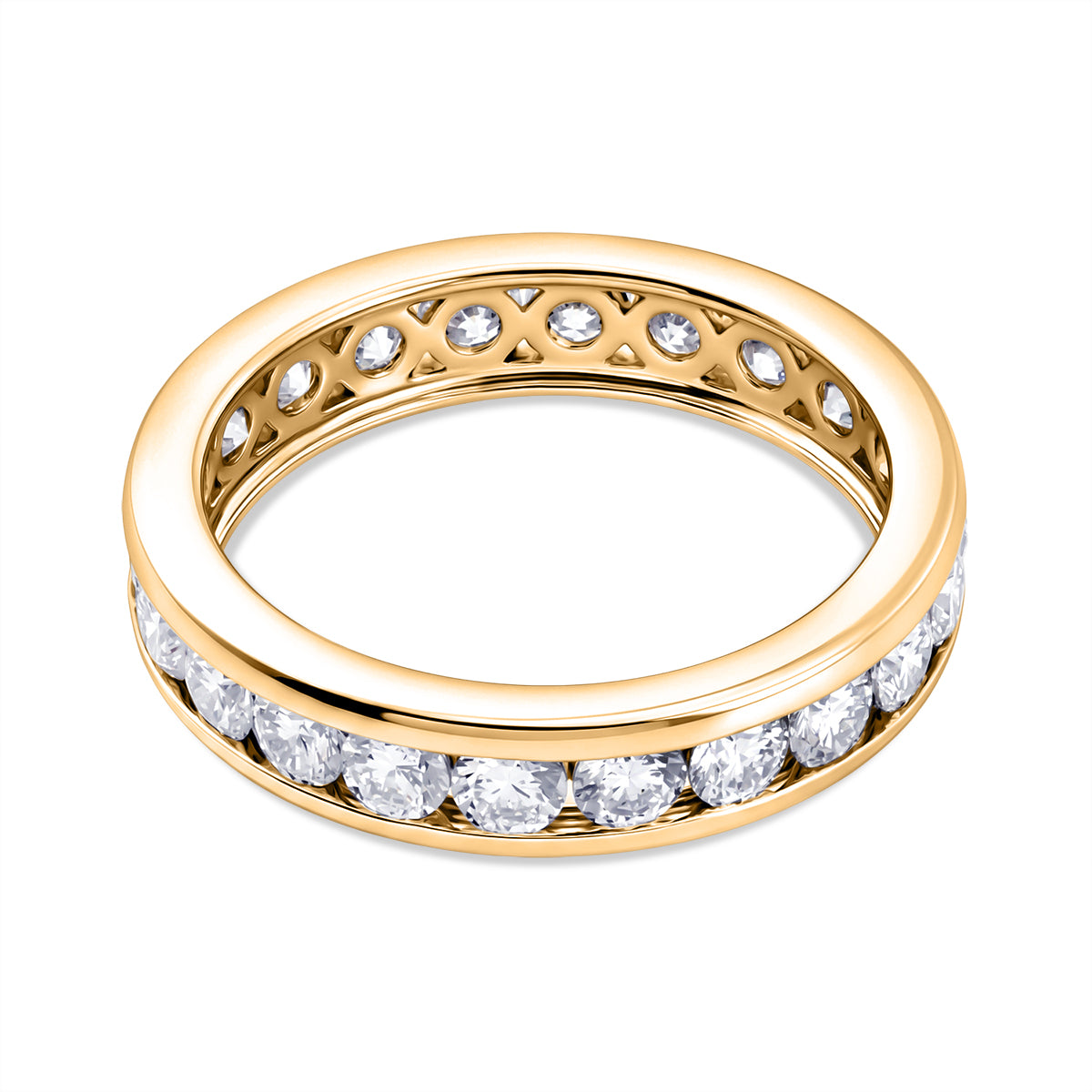 D'Joy - Moissanite Full Eternity Band Ring in Yellow Gold Plated Sterling Silver 2.10 Ct. V32662119 5