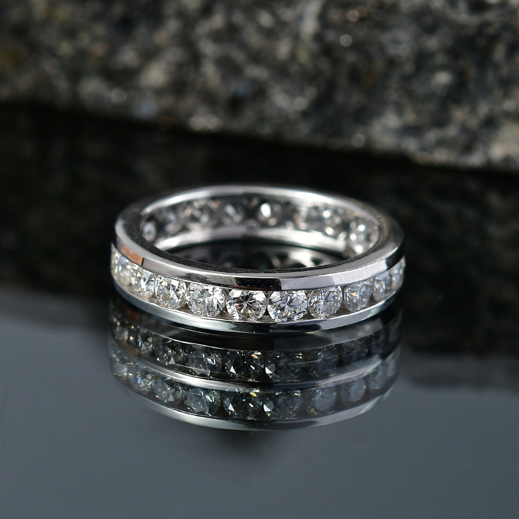 D'Joy - Moissanite Full Eternity Band Ring in Platinum Overlay Sterling Silver 2.20 Ct._8547799_2