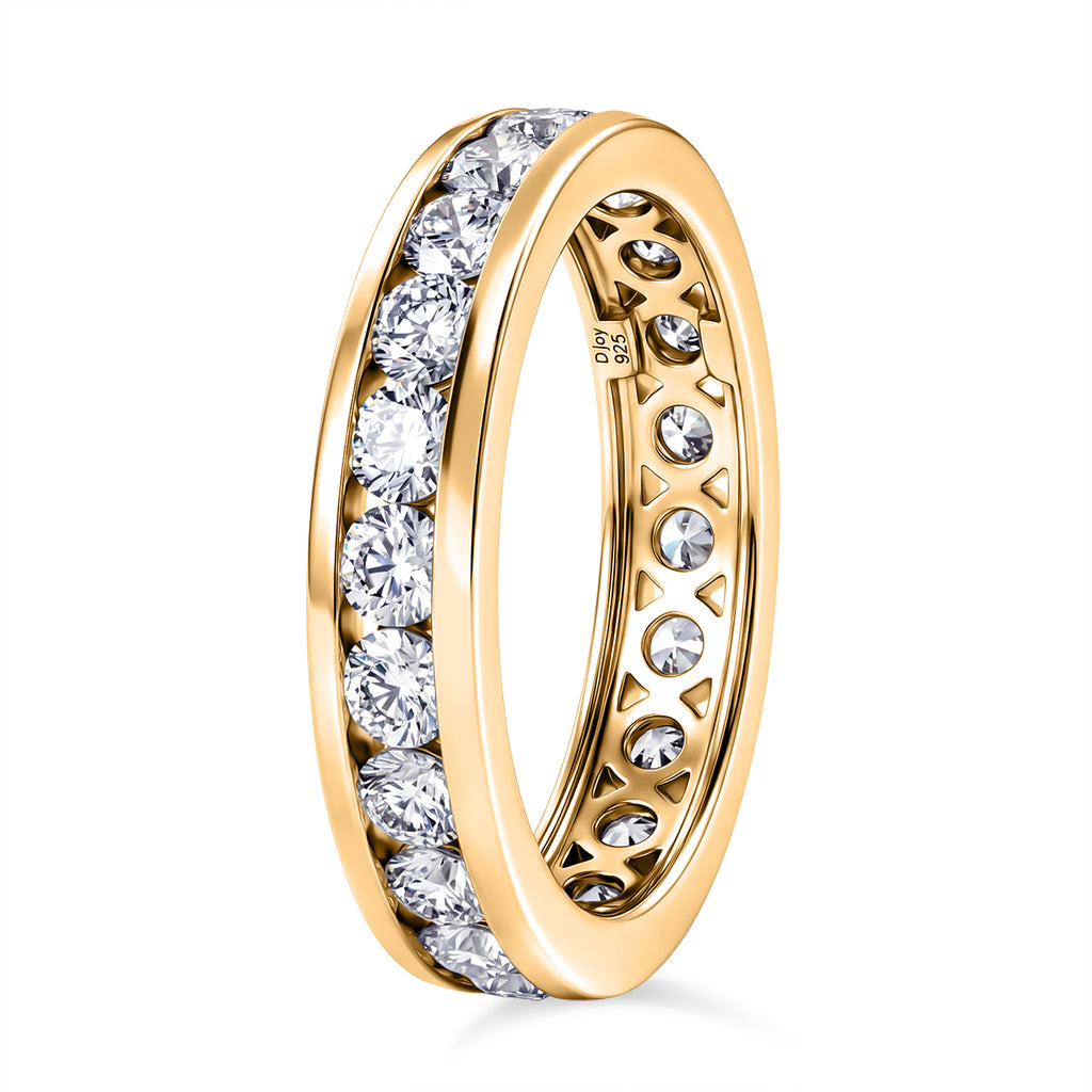 D'Joy - Moissanite Full Eternity Band Ring in Yellow Gold Plated Sterling Silver 2.20 Ct._8547801_3