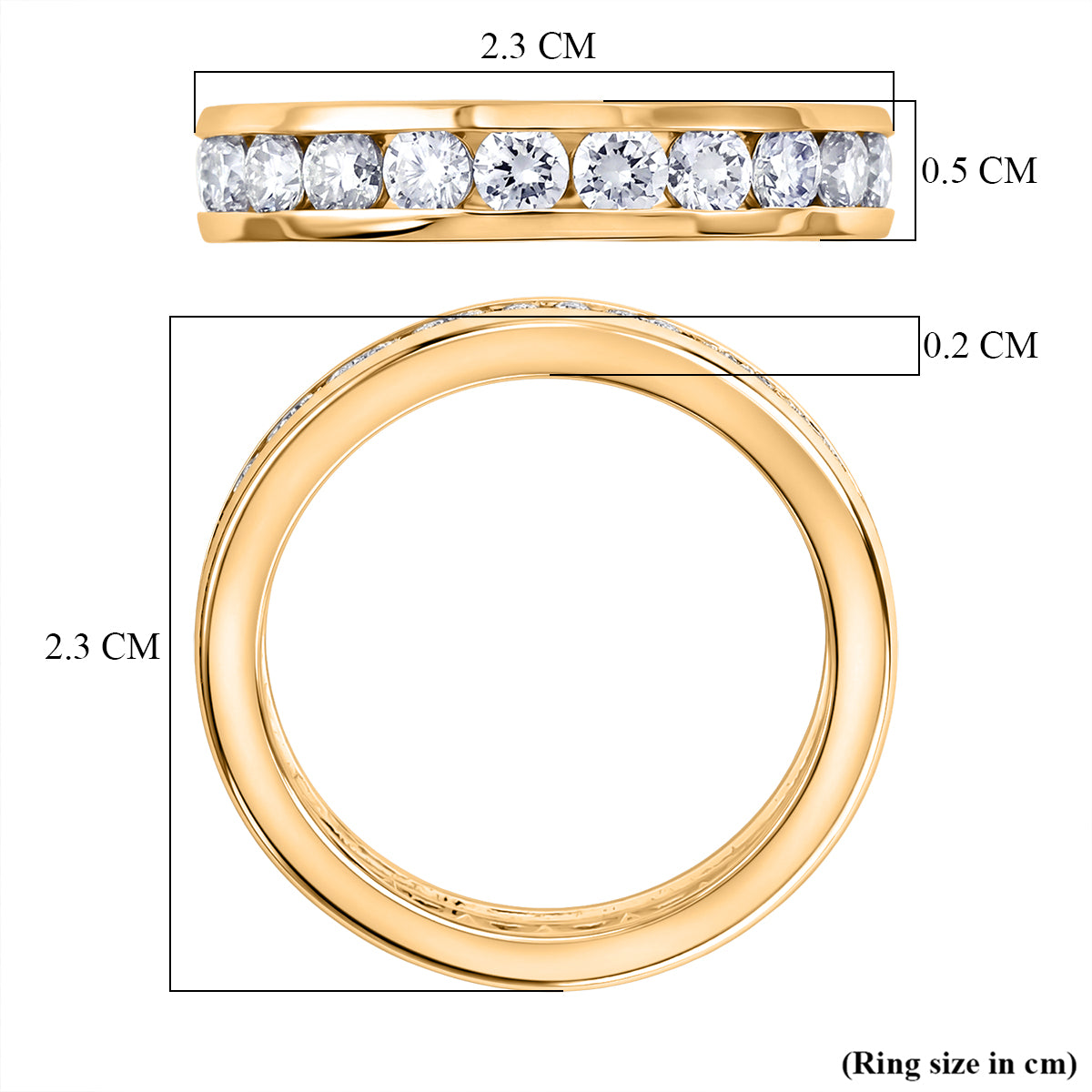 D'Joy - Moissanite Full Eternity Band Ring in Yellow Gold Plated Sterling Silver 2.20 Ct. V32684713 6