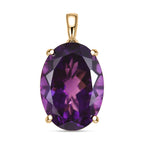 9K Yellow Gold AAA African Amethyst Solitaire Pendant 11.60 Ct._8547823