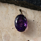 9K Yellow Gold AAA African Amethyst Solitaire Pendant 11.60 Ct._8547823_2