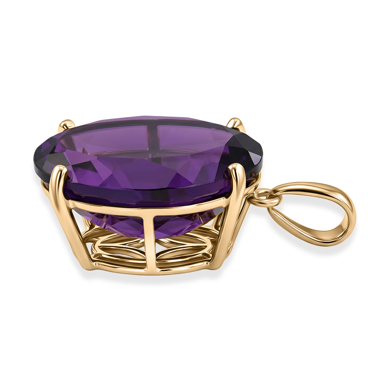 9K Yellow Gold AAA African Amethyst Solitaire Pendant 11.60 Ct. 8547823 4