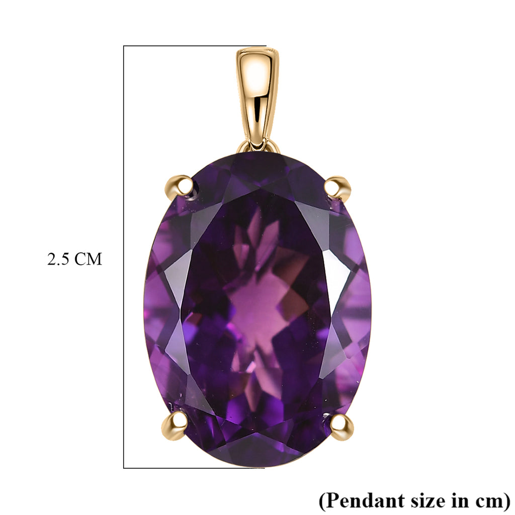 9K Yellow Gold AAA African Amethyst Solitaire Pendant 11.60 Ct._8547823_5