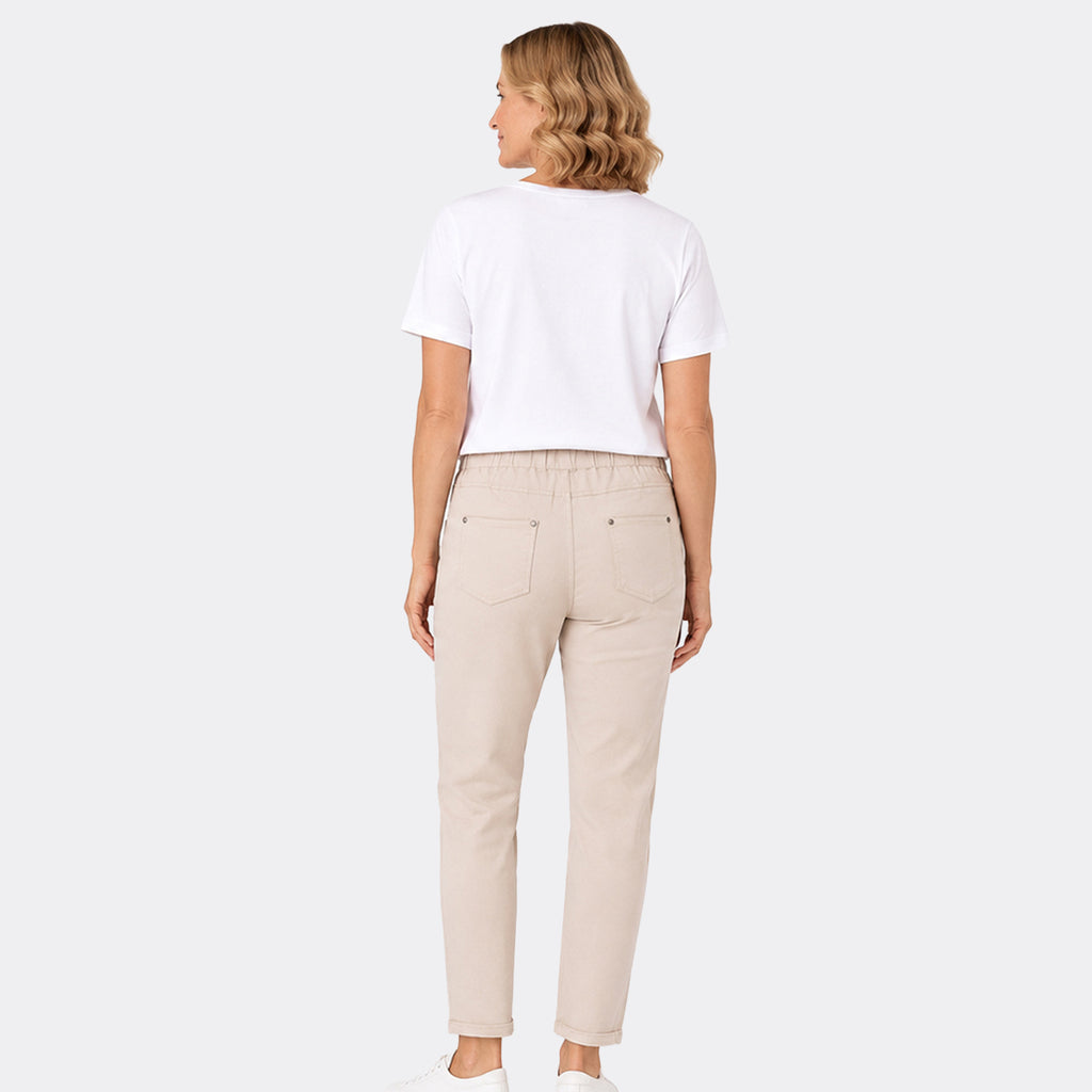 Pure & Natural Womens Tapered Leg Trousers with 27Inch Inseam (Size 12) - Beige_8547906_1