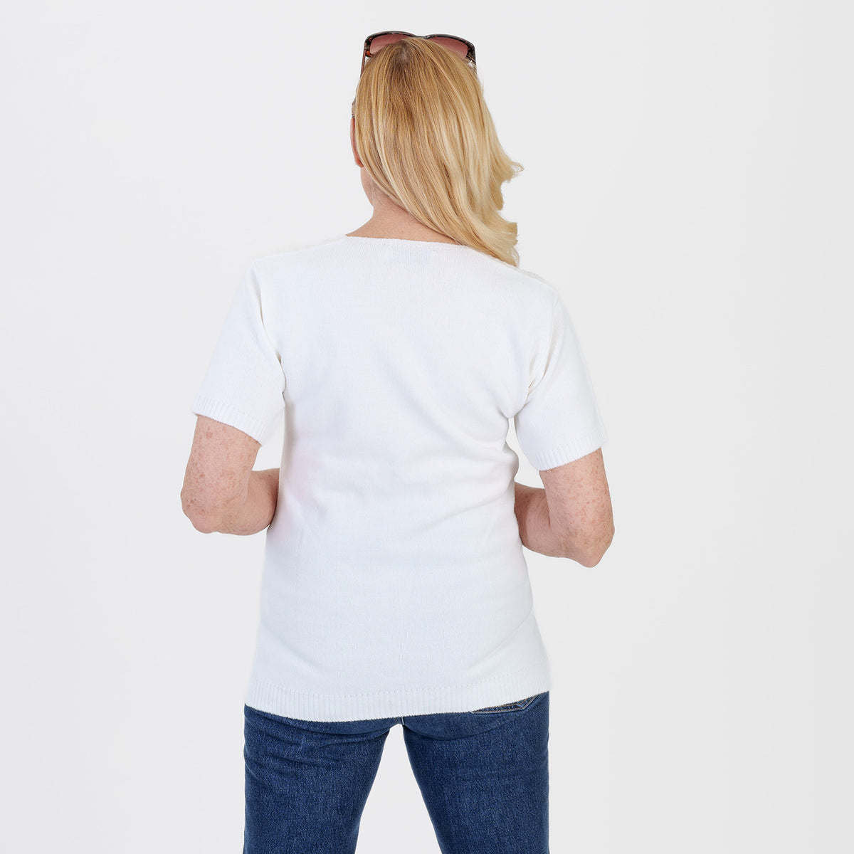 Pure And Natural Made In Uk V Neck Cable Knit Jumper (Size - S/M, 8-14) - White V32566166 3