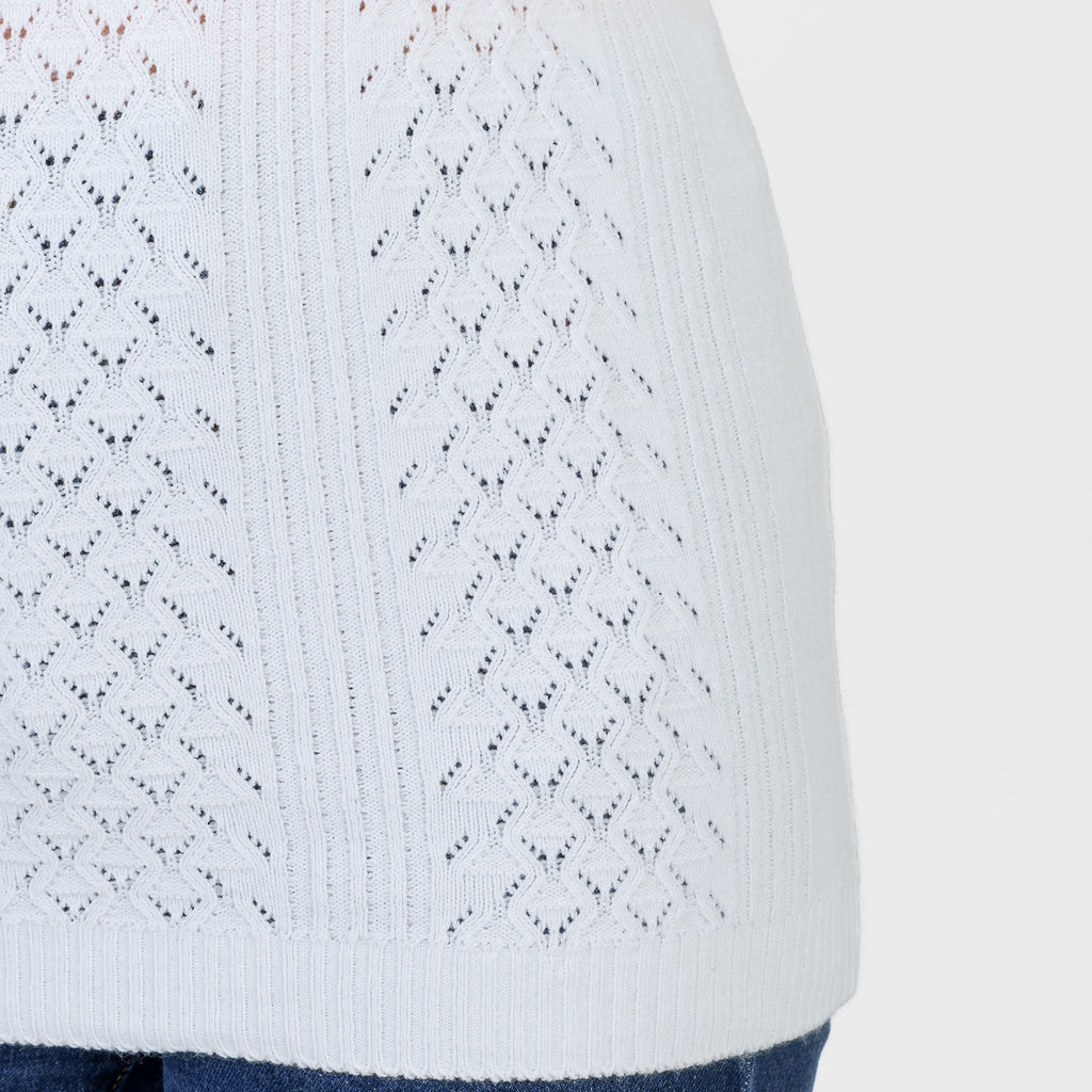 Pure And Natural Made In Uk V Neck Cable Knit Jumper (Size - S/M, 8-14) - White_8547974_4