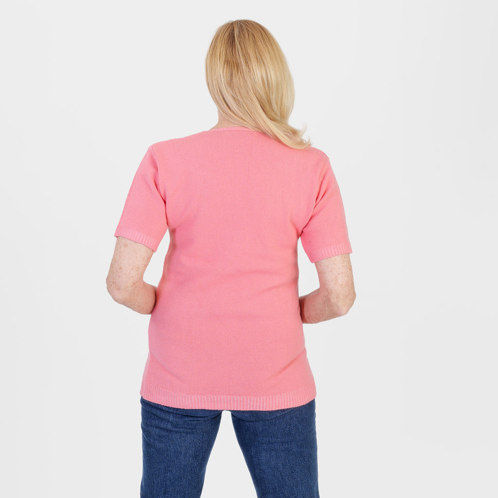 Pure And Natural Made In Uk V Neck Cable Knit Jumper (Size - S/M, 8-14) - Coral_8547976_3