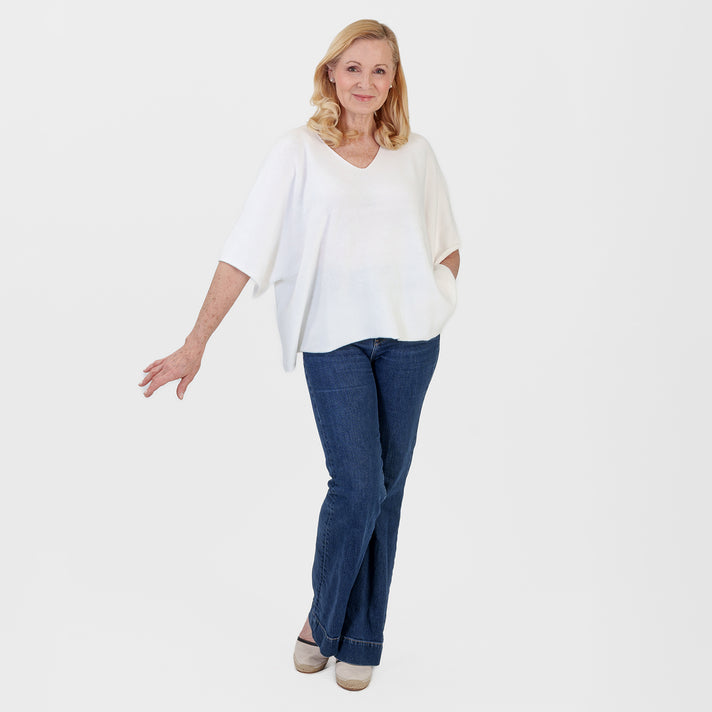Pure And Natural Made in Italy Batwing Knitted Top (One Size, 10-20) - White 8547991 1