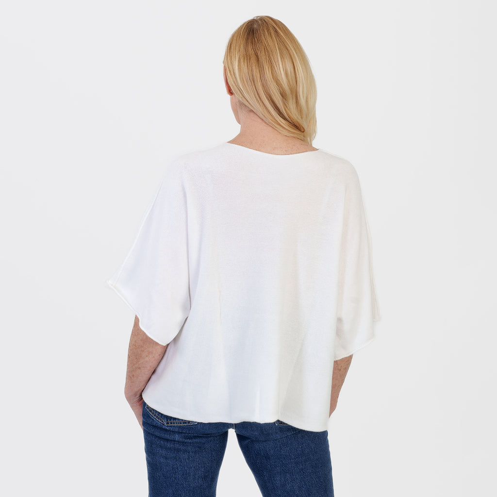 Pure And Natural Made in Italy Batwing Knitted Top (One Size, 10-20) - White_8547991_4