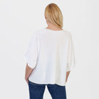 Pure And Natural Made in Italy Batwing Knitted Top (One Size, 10-20) - White_8547991_4