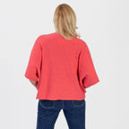 Pure And Natural Made in Italy Batwing Knitted Top (One Size, 10-20) - Coral_8547992_3