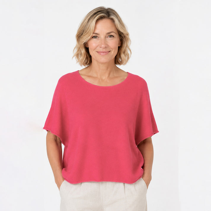 Pure And Natural Round Neck Batwing Jumper (One Size, 8-18) - Red 8548001 1