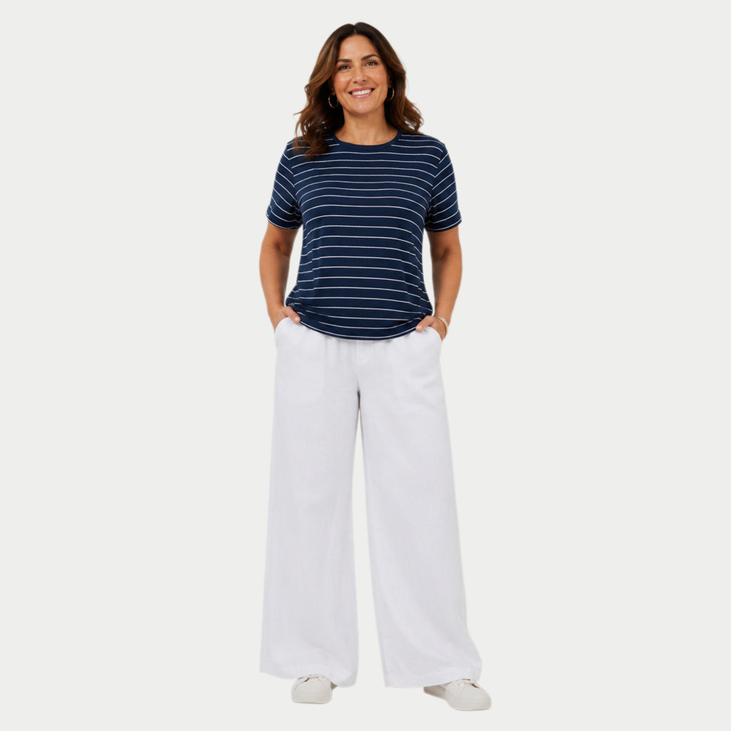 Beaumonde Stretch Cotton Top (Size 10/12) - Navy_8548259