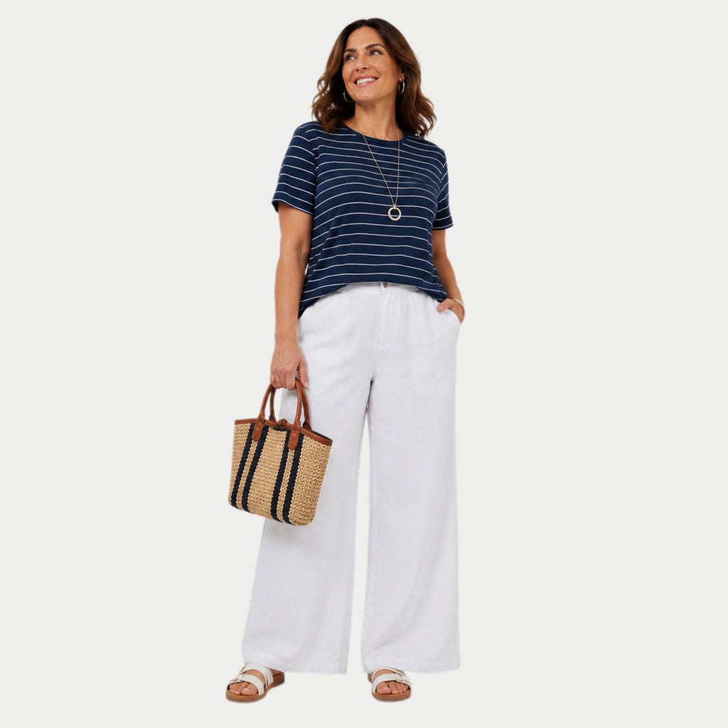 Beaumonde Stretch Cotton Top (Size 14/16) - Navy_8548260_2