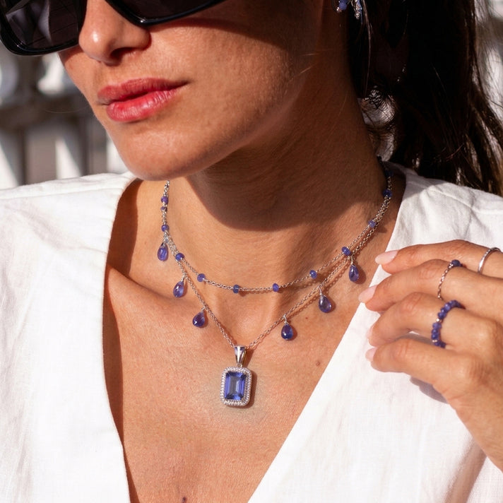 RHAPSODY - 950 Platinum AAAA Tanzanite Natural Diamond (VS-E-F) Halo Pendant 10.54 Ct, Platinum Wt. 4.73 Gms 8548461 2