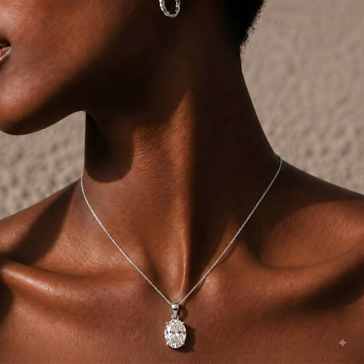 LUXURIANT 0.5 Ct. Lab Grown Diamond Oval-Cut Solitaire Pendant in Rhodium Overlay Sterling Silver (SI) 8548533 6