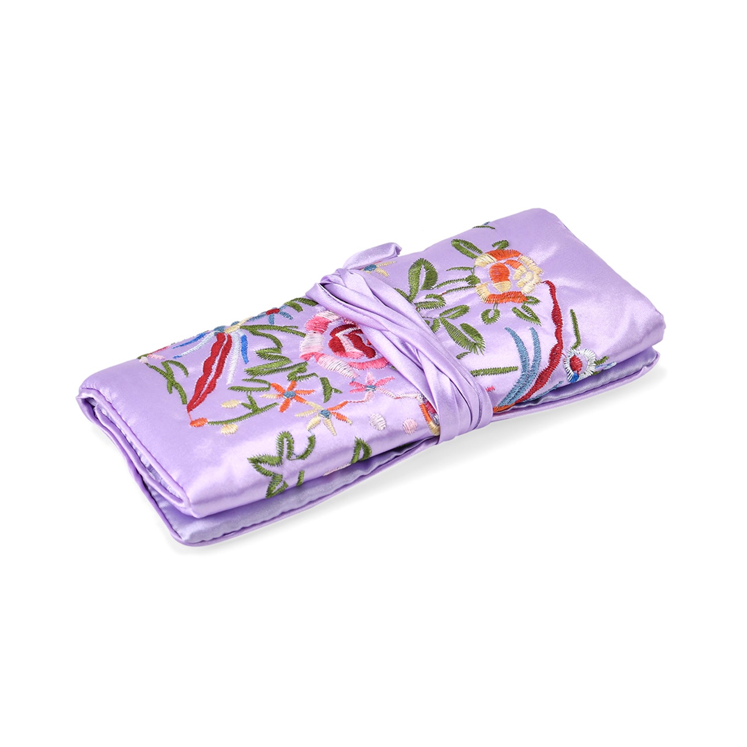 Embroidered Travel Jewellery Roll Organiser - Light Purple 8548956 3