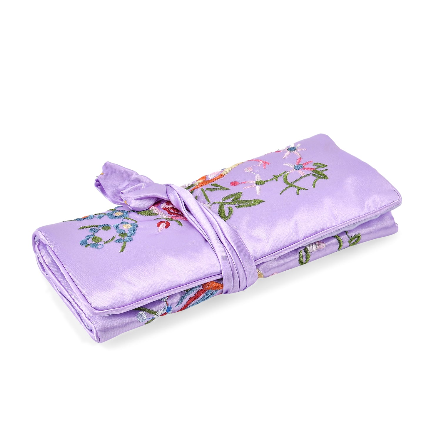 Embroidered Travel Jewellery Roll Organiser - Light Purple 8548956 4