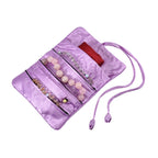 Embroidered Travel Jewellery Roll Organiser - Light Purple_8548956_5