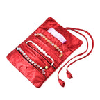 Embroidered Travel Jewellery Roll Organiser - Wine Red_8548957