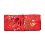 Embroidered Travel Jewellery Roll Organiser - Wine Red