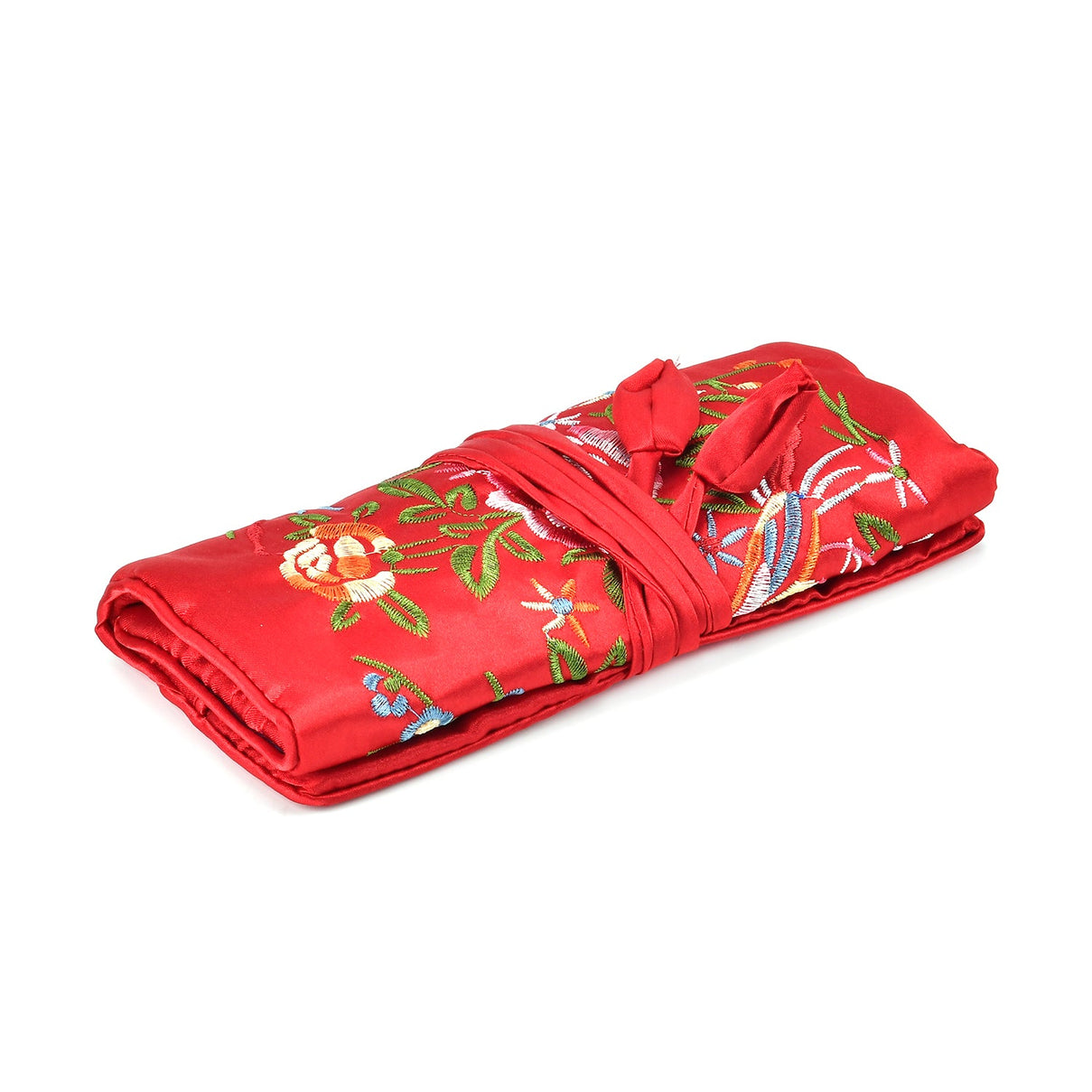 Embroidered Travel Jewellery Roll Organiser - Wine Red V32359446 4