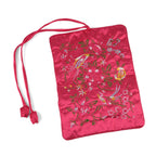 Embroidered Travel Jewellery Roll Organiser - Raspberry