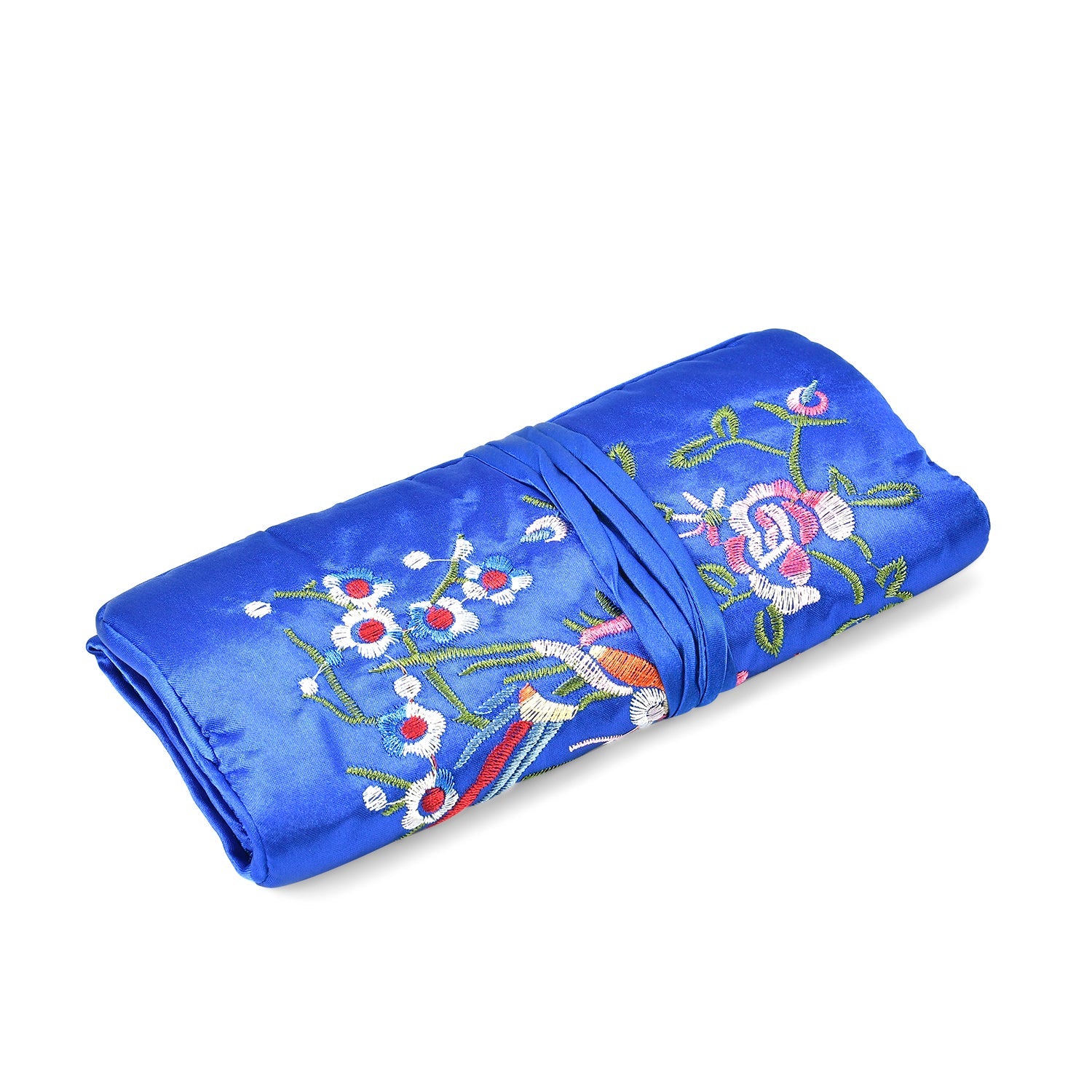 Embroidered Travel Jewellery Roll Organiser - Royal Blue V32352025 4