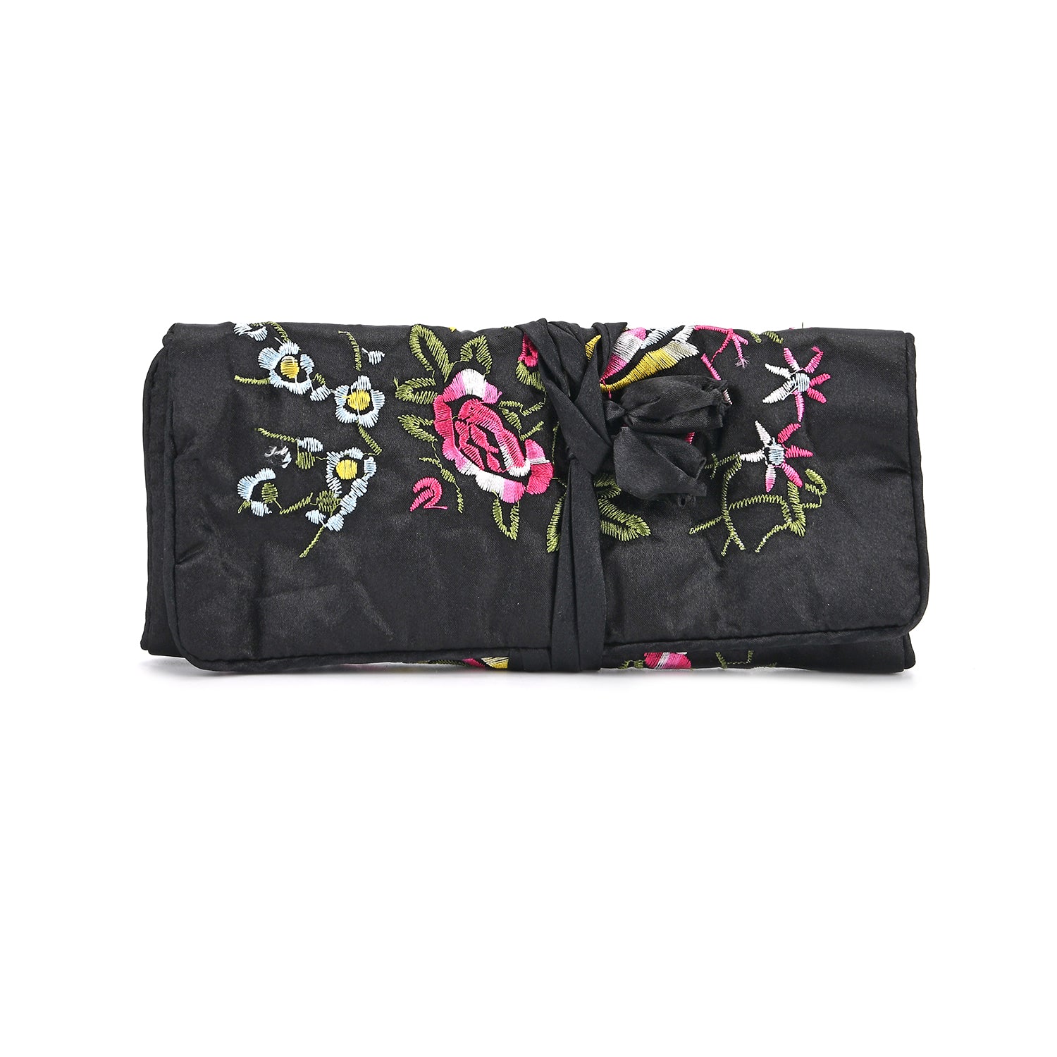 Embroidered Travel Jewellery Roll Organiser - Black 8550320 0