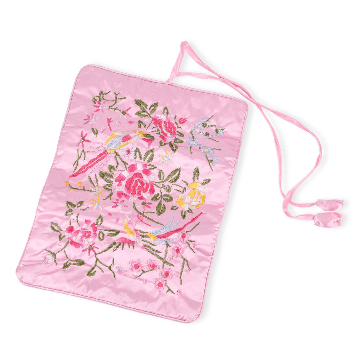 Embroidered Travel Jewellery Roll Organiser - Light Pink 8550321 7