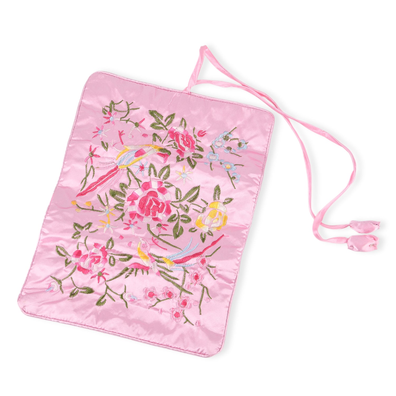 Embroidered Travel Jewellery Roll Organiser - Light Pink 8550321 7