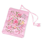 Embroidered Travel Jewellery Roll Organiser - Light Pink