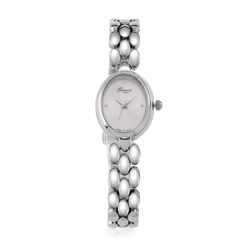 GENOA TIME V2 Classic PC21S Japan Movement 3ATM WR White Sunshine Dial & IPS Plating Unisex Watch with Chain Strap_8550325