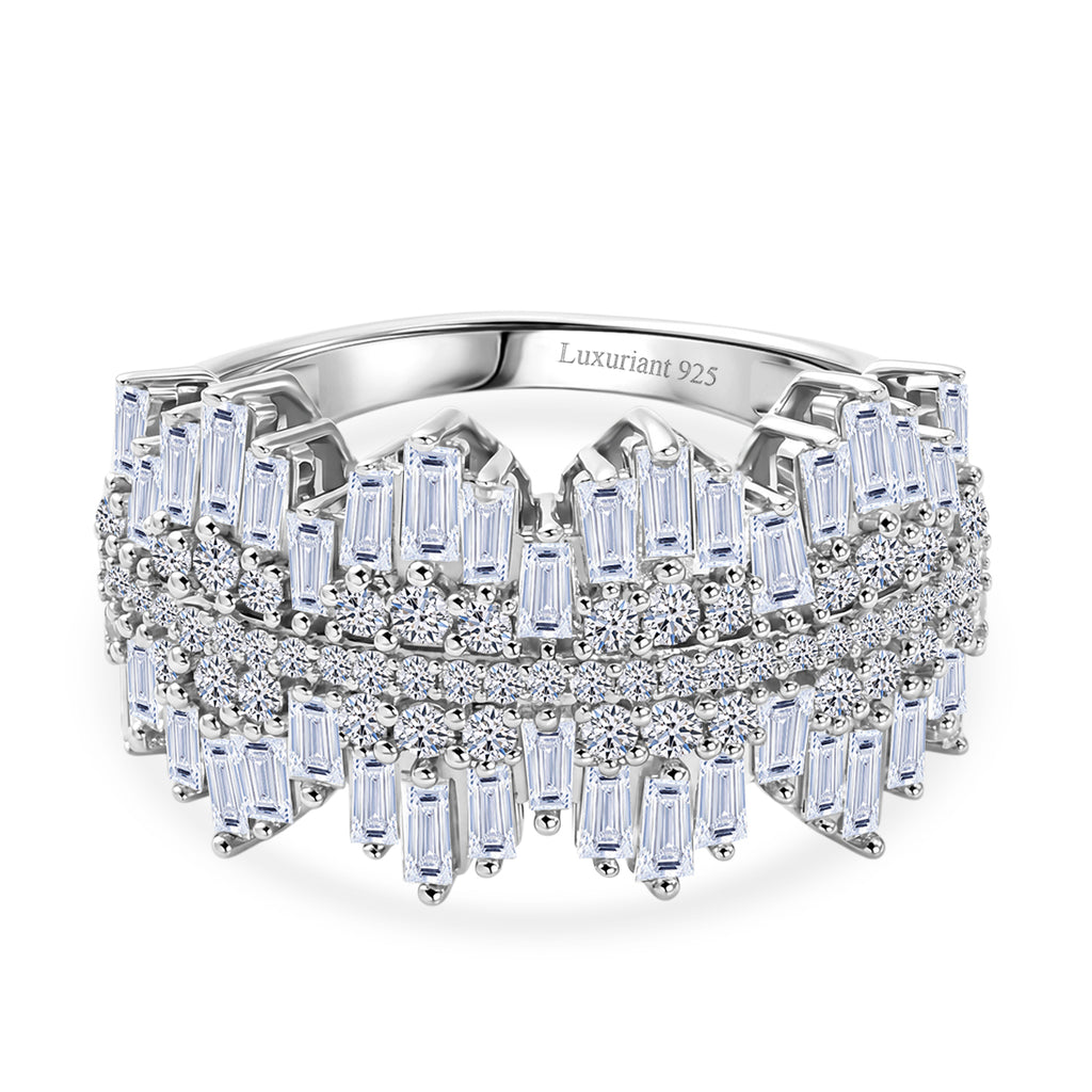 Luxuriant - Lab Grown Diamond (SI/G-H) Cluster Ring in Rhodium Overlay Sterling Silver 1.50 Ct._8550345