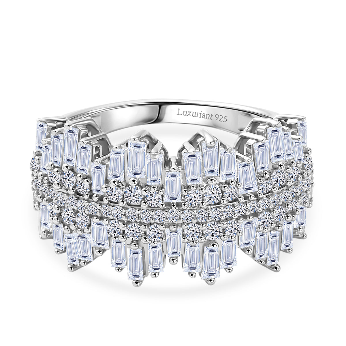 Luxuriant - Lab Grown Diamond (SI/G-H) Cluster Ring in Rhodium Overlay Sterling Silver 1.50 Ct. V32720186 0