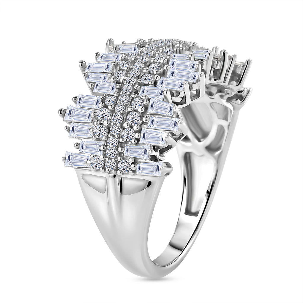 Luxuriant - Lab Grown Diamond (SI/G-H) Cluster Ring in Rhodium Overlay Sterling Silver 1.50 Ct._8550345_3